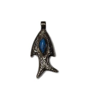 Vintage Tibetan Turquoise Fish pendant Charm, Vintage fish pendant, Old Tibetan